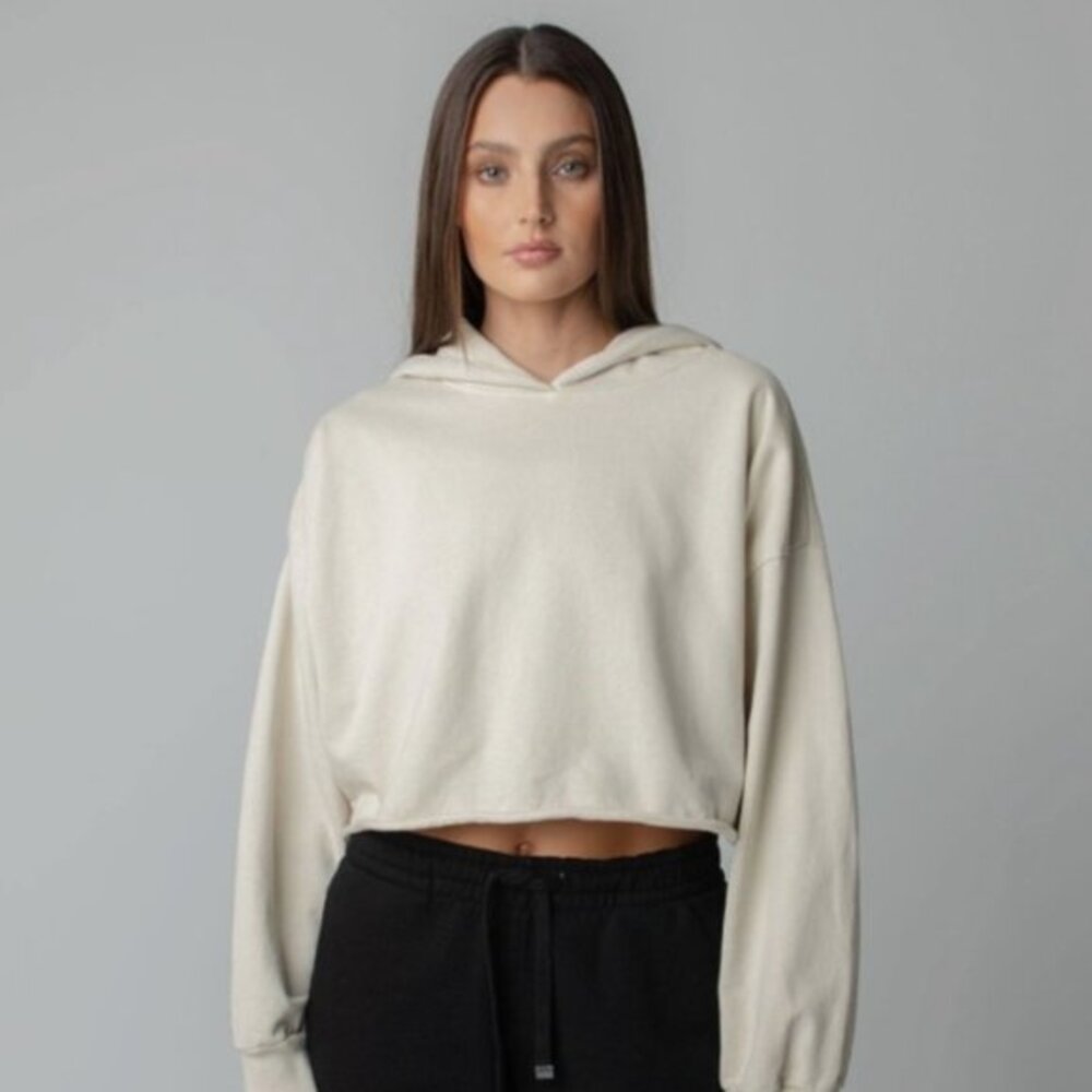 TALENTLESS  Women's‎ White Pullover Hooded Sweatshirt NWOT cropped